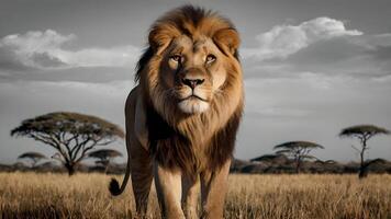 Majestic Lion in African Savanna photo