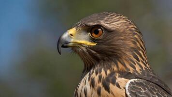 Majestic Harlan's Hawk Profile Against Blurred Background photo