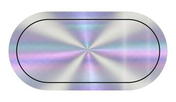 Holographic empty rectangular Sticker. Hologram label in retro style. Simple geometric shape with rainbow color. Tag for your text. vector