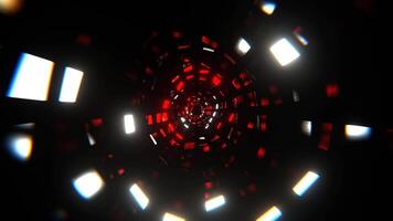 Red and White Neon Squares Floating in Tunnel Background VJ Loop in 4K video