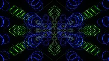 Green and Blue Abstract Neon Shape Movements Background VJ Loop in 4K video