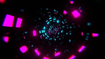 Cyan and Pink Neon Squares Floating in Tunnel Background VJ Loop in 4K video