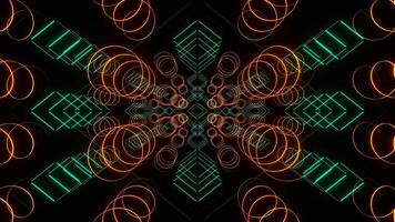 Orange and Turquoise Abstract Neon Shape Movements Background VJ Loop in 4K video