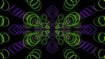 Purple and Light Green Abstract Neon Shape Movements Background VJ Loop in 4K video