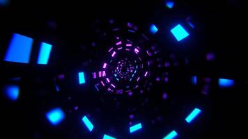 Purple and Blue Neon Squares Floating in Tunnel Background VJ Loop in 4K video