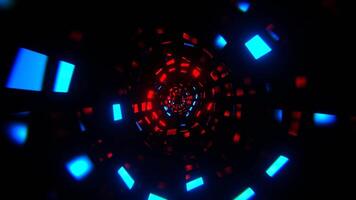 Red and Blue Neon Squares Floating in Tunnel Background VJ Loop in 4K video