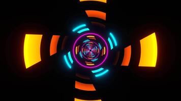 Cyan and Pink and Orange Abstract Spiral Light in Tunnel Background VJ Loop in 4K video