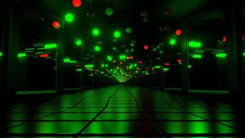 Red and Green Boll Lamp Mirror Corridor Background VJ Loop in 4K video