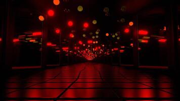 Red and Yellow Boll Lamp Mirror Corridor Background VJ Loop in 4K video