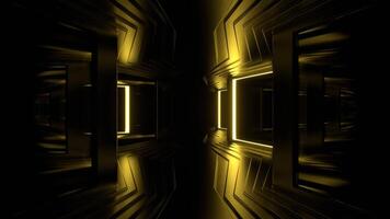 Lighting Blue and Yellow Strobe Frame Mirrors Corridor Background VJ Loop in 4K video