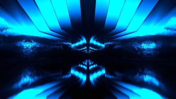 Blue Neon Ceiling Corridor Background VJ Loop in 4K video