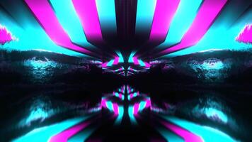 Cyan and Pink Neon Ceiling Corridor Background VJ Loop in 4K video