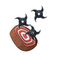 three shuriken towards the dartboard vector