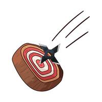 fast shuriken towards the dartboard illustration vector