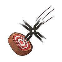 shuriken towards dart board illustration vector