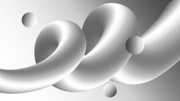 Abstract background 3d chrome metallic twisted liquid line and spheres vector