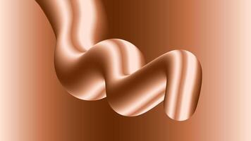 Bronze Metallic Fluid Abstract 3D Twisted Liquid Line vector