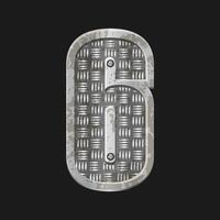 Metallic style silver number Six. Iron number 6 isolated in vector