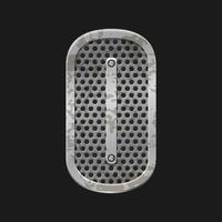 Metallic style silver number zero. Iron number 0 isolated in vector