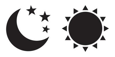Sun icon and moon icon. vector