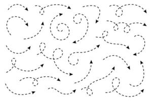 Curved dotted arrow. Zigzag arrow stripes design with dotted lines. vector