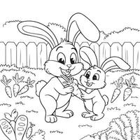 two rabbits holding a carrot vector