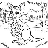 australian kangaroo coloring pages vector