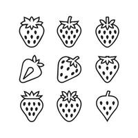strawberry icons set, line art style vector