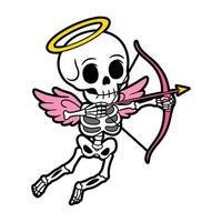 Skeleton Cupid with Bow and Arrow Illustration vector