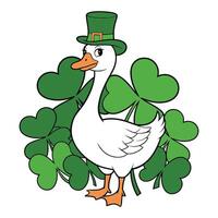 Goose with Shamrocks and Leprechaun Hat Illustration vector