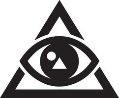 All seeing eye inside triangle pyramid. New World Order vector