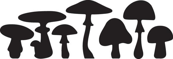 A set of unique mushroom silhouette imagee vector