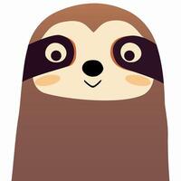 Cute Sloth on Gray Background. vector