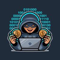 Bitcoin Hacker Mascot Illustration Works Perfectly for Your Brand Business vector