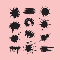 Black Ink Splatter Design Elements vector