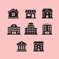 Set of Simple Black Building Icons vector