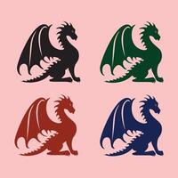 Four Colorful Dragon Silhouettes in Distinct Styles vector