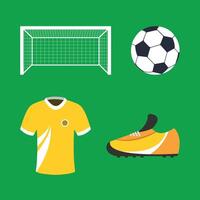 Set of football icons on a green background. vector