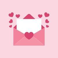 Envelope with heart icon in flat style. Valentines day email illustration on isolated background. Postcard sign business concept. vector