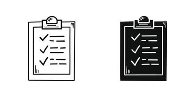 Hand drawn memo paper sheet icon in flat style. Checklist illustration on isolated background. To do list sign business concept. vector