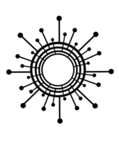 A black and white logo of a circular object png