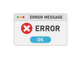 Error message icon in flat style. Computer window alert illustration on isolated background. Alert popup sign business concept. vector