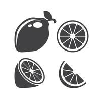 Lemon fruit icon set in flat style. Organic fruits illustration on isolated background. Vitamin C food sign business concept. vector