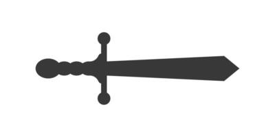 Old medieval sword icon in flat style. Weapon illustration on isolated background. Razor blade sign business concept. vector