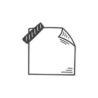 Hand drawn memo paper sheet icon in flat style. Doodle sketch illustration on isolated background. Doodle page sign business concept. vector