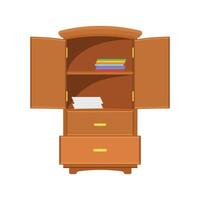 Cupboard icon in flat style. Wardrobe storage illustration on isolated background. Drawer cabinet sign business concept. vector
