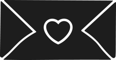 Minimalist Closed Envelope with Heart Seal Silhouette vector