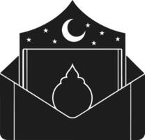 Elegant Eid Money Envelope Silhouette with Crescent Moon and Stars - Illustration vector