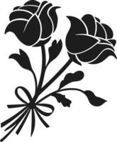 Romantic Flower Bouquet Silhouette with Ribbon Tie vector