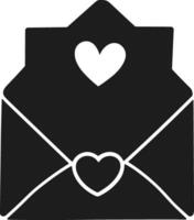 Open Envelope with Heart Motif Silhouette for Valentine's Day vector